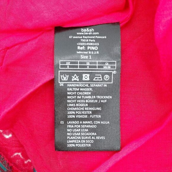 ba&sh Floral Lace Blouse Top Women's Size 1 Red Blue Pullover Y2k - Picture 4 of 4